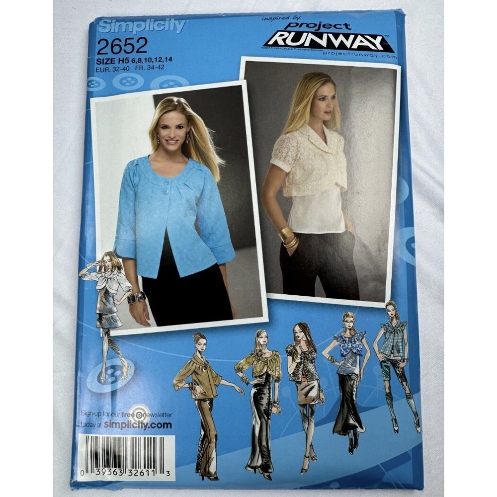 Simplicity 2652 Project Runway Misses Jacket Pattern Size 6-14 Uncut 2000s